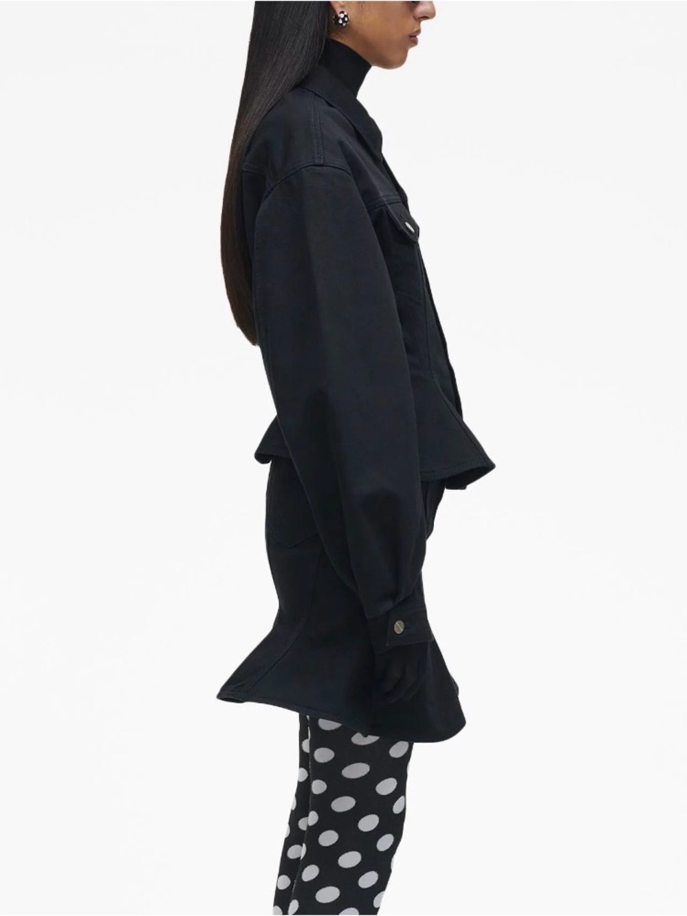 Marc Jacobs Black Peplum-Style Denim Jacket - Picture 3 of 6